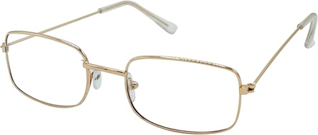 4E's Novelty Old Person Costume Glasses for Kids Adults Gold Rectangular Fake Eyeglasses Old Lady Glasses for 100th Day of School Costume Dress Up Accessory